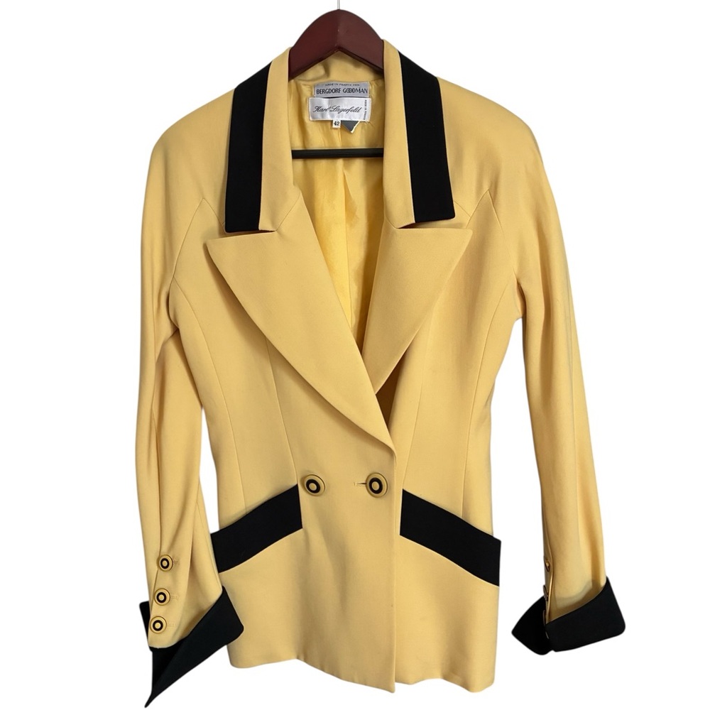 VTG Bergdorf Goodman - Karl Lagerfeld Yellow and Black Women's Blazer